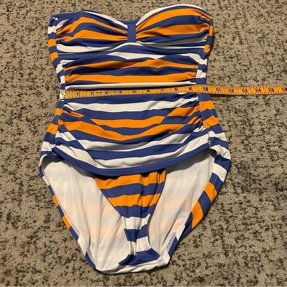 Tommy Bahama White, Blue, & Orange Striped Strapless One Piece Swimsuit Size 4 - Picture 5 of 9